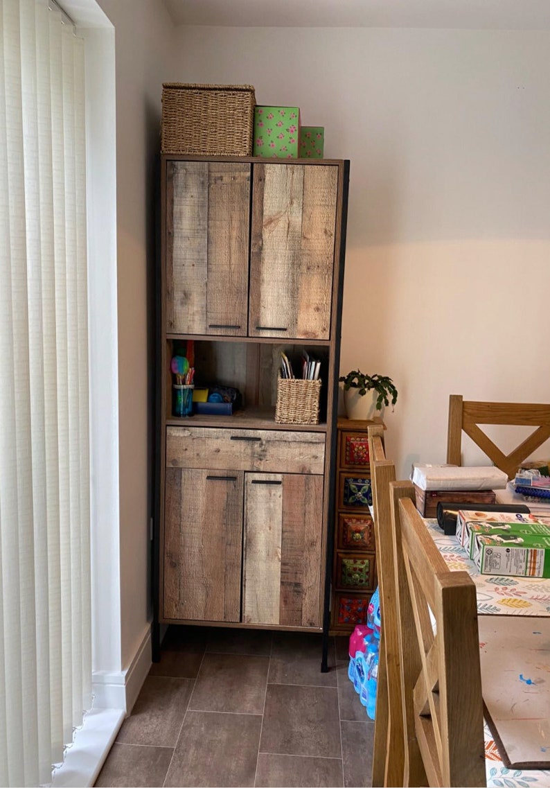 Tall Rustic Storage Cabinet Modern Rustic Office Cupboard ...