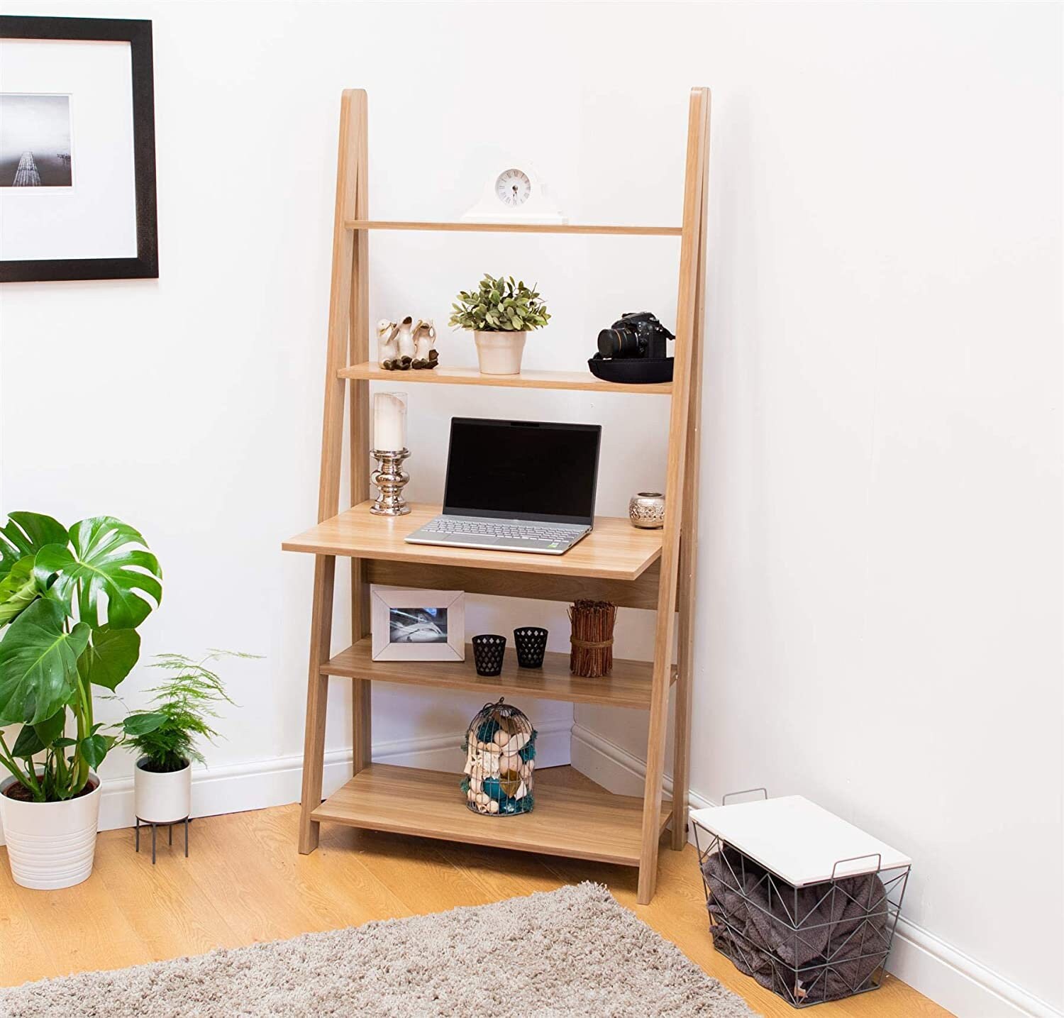 Ladder desk with shelves Shelving Unit Black Ladder Desk Shelf Etsy