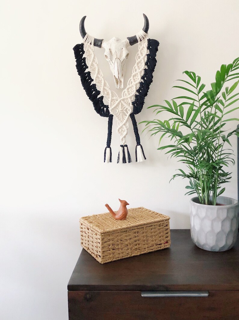 Macrame cow Skull Cow skull macrame Original wall hanging Etsy