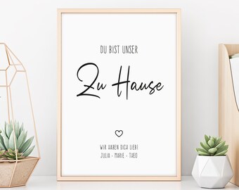 Zu Hause | Geschenk Valentinstag | Muttertag | Weihnachtsgeschenk | Eltern | Mama Papa | Poster | Familienposter | Typografie-Poster