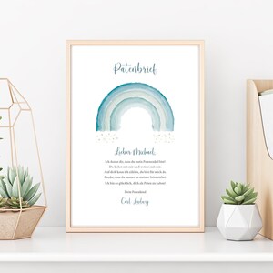 Patenbrief | Geschenk Weihnachten | Weihnachtsgeschenk | Patentante Patenonkel | Paten | Regenbogen | Aquarell | Poster | Taufe