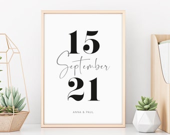 Geschenk Hochzeitstag | Geburtstag | Hochzeitsposter | Geschenk Hochzeit | Jahrestag | Paarposter | Serifenbetont