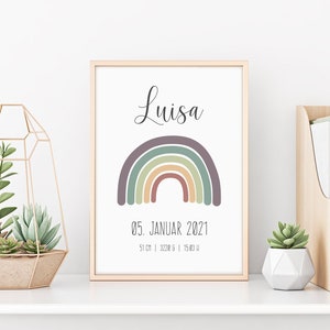 Geburtsposter | Geschenk Weihnachten | Geburt | Poster | Regenbogen | Geburtsdaten