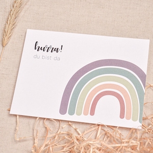Karte | Geschenk Geburt | Geburtsgeschenk Mädchen Junge | Regenbogen | Hurra, du bist da!