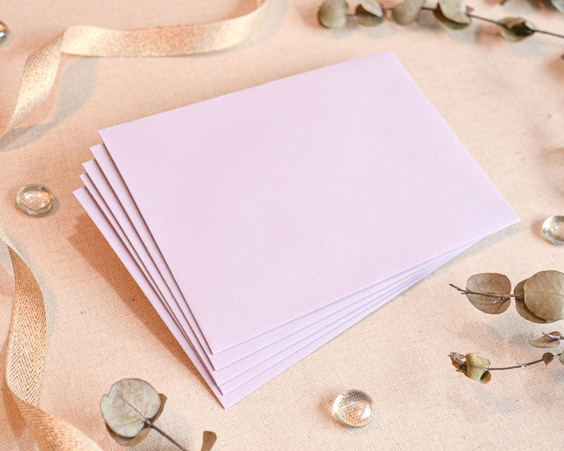 Briefumschlag Hochzeitseinladung Einladung Hochzeit Taufe Konfirmation Briefumschläge für Grußkarten Postkarten hellblau lila Bild 2