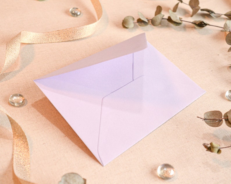 Briefumschlag Hochzeitseinladung Einladung Hochzeit Taufe Konfirmation Briefumschläge für Grußkarten Postkarten hellblau lila Bild 4