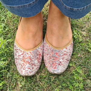 Silver Sequin Women&#39;s Ballet Flats - Wedding / Bridal, Bridesmaids Shoes, Wedding Gift