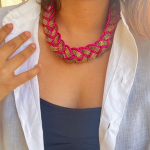 Bohemian Braided Statement Necklace, Chunky Necklace, Bib Necklace, Indian Necklace - Gift for Her