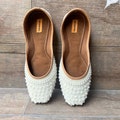 Pearl White Bridal Ballet Flat Shoes, Beadwork Wedding Shoes, Handmade Shoes, Bridesmaids Slip Ons, Comfortable Shoes, Ethnic Indian product logo