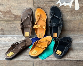 Brown Criss Cross Kolhapuri Men&#39;s Sandals | Ethnic Flats and Slides | Traditional Indian Footwear