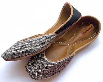 Gunmetal Gray Beaded Ballet Flats for Women, Handcrafted Dress Flats, Wedding Guest Shoes, Party Flats, Leather Lined Evening Shoes