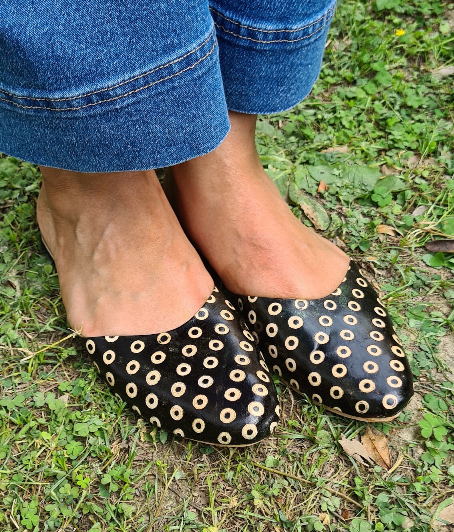 slip on leather mules womens