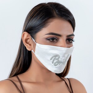 Women Wedding Face Mask Set of 3, Bride Mask, White Lace Mask, Mauve Sequin Floral Bridal Face Mask, Embellished Mask, Satin Mask