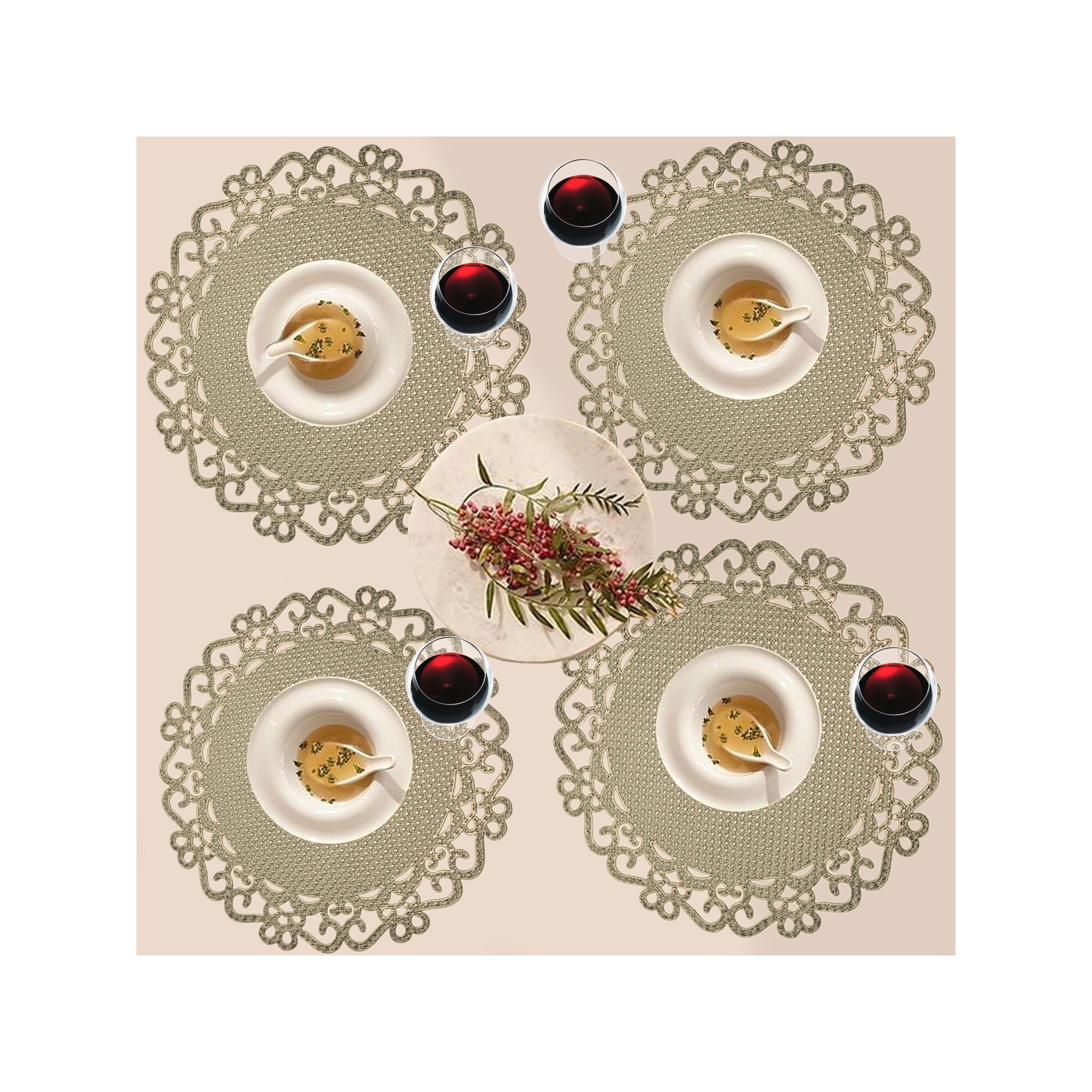 Gold Placemats And Coasters Round Vinyl Place Mat Kitchen Etsy