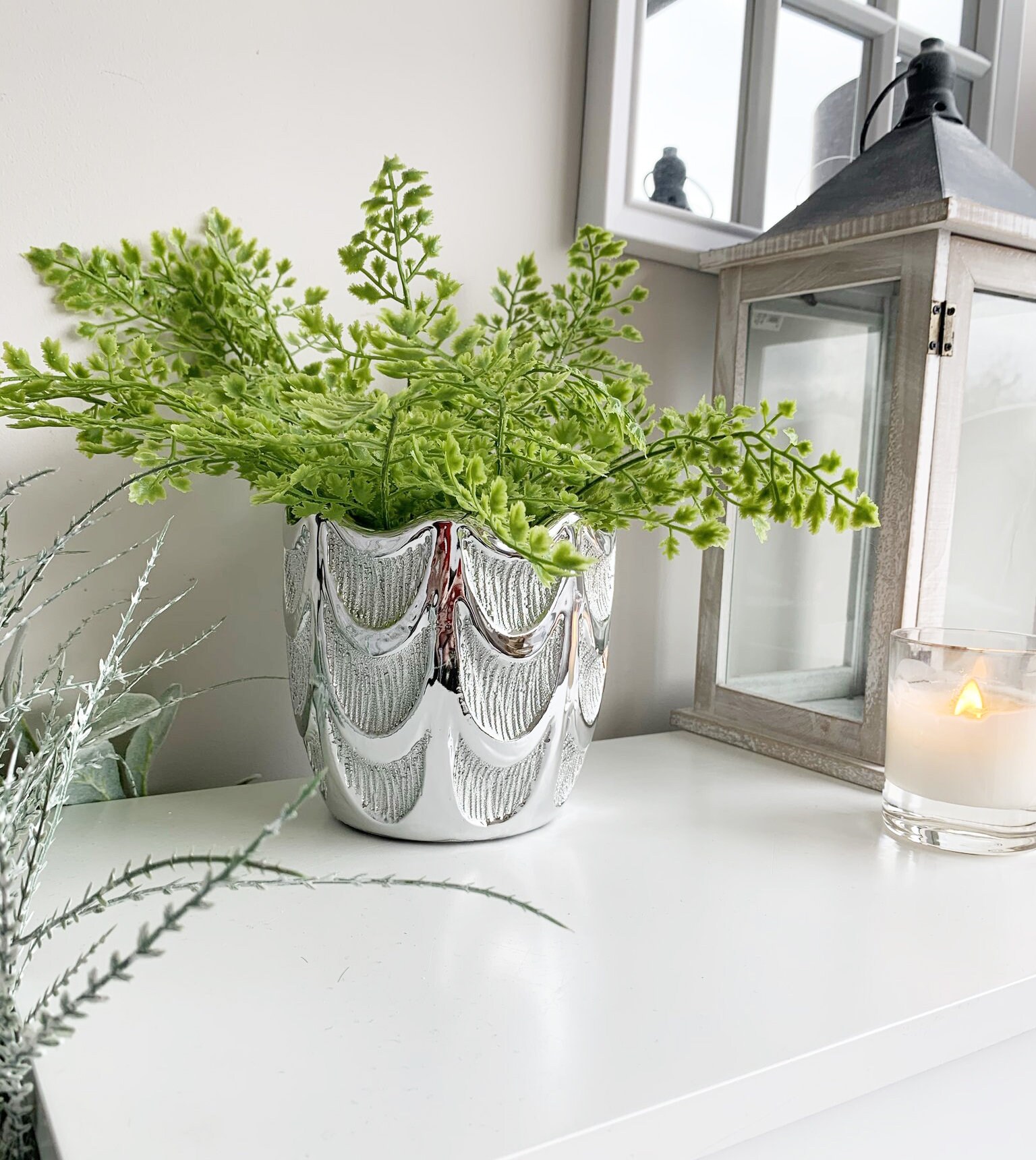 Silver Ceramic Planter Indoor Plant Pot Houseplant Home Decor Etsy