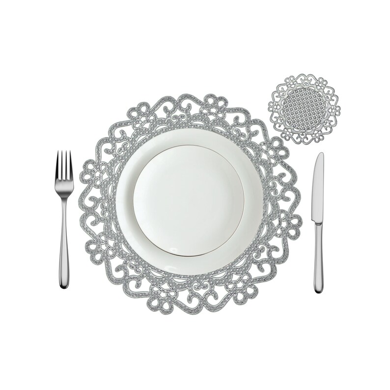 Silver Placemats and coasters Set PVC Vinyl Dining Wedding Etsy