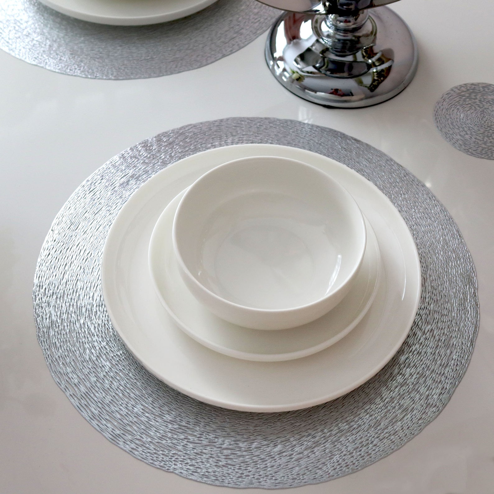 Silver Placemats & Coasters Round Vinyl Place Mat Kitchen Etsy