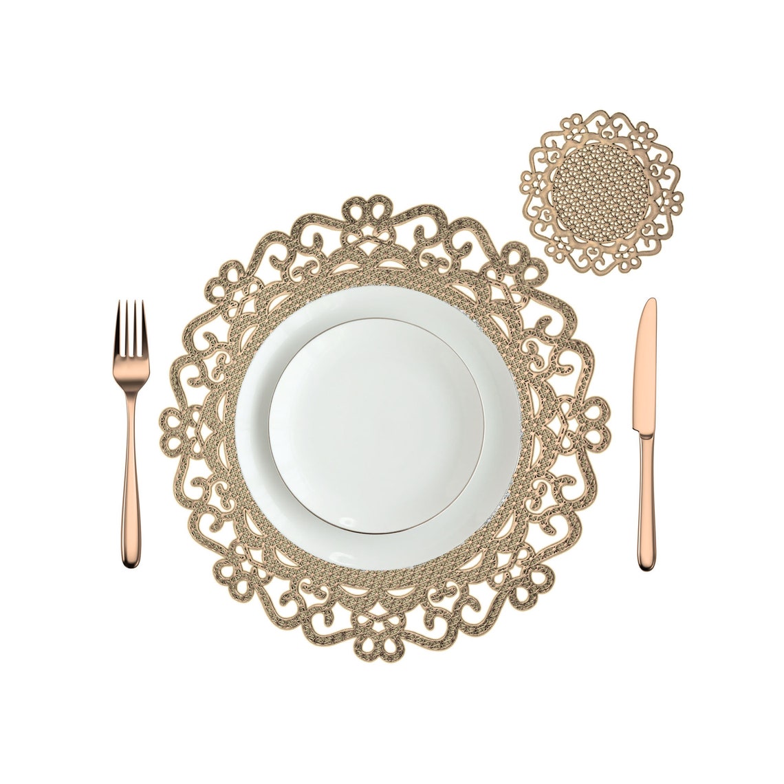 Gold Placemats and coasters Set PVC Vinyl Dining Wedding Etsy