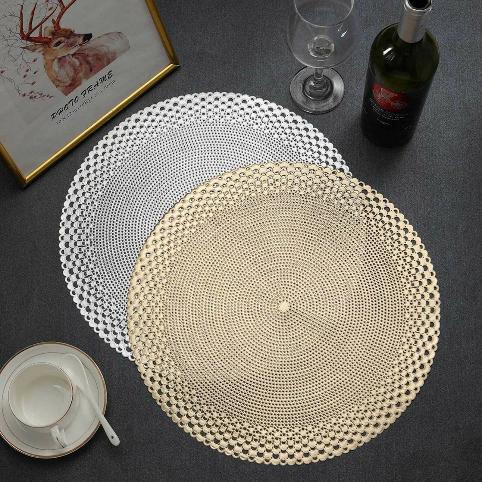 Gold Placemats & Coasters Round Vinyl Place Mat for Kitchen Etsy