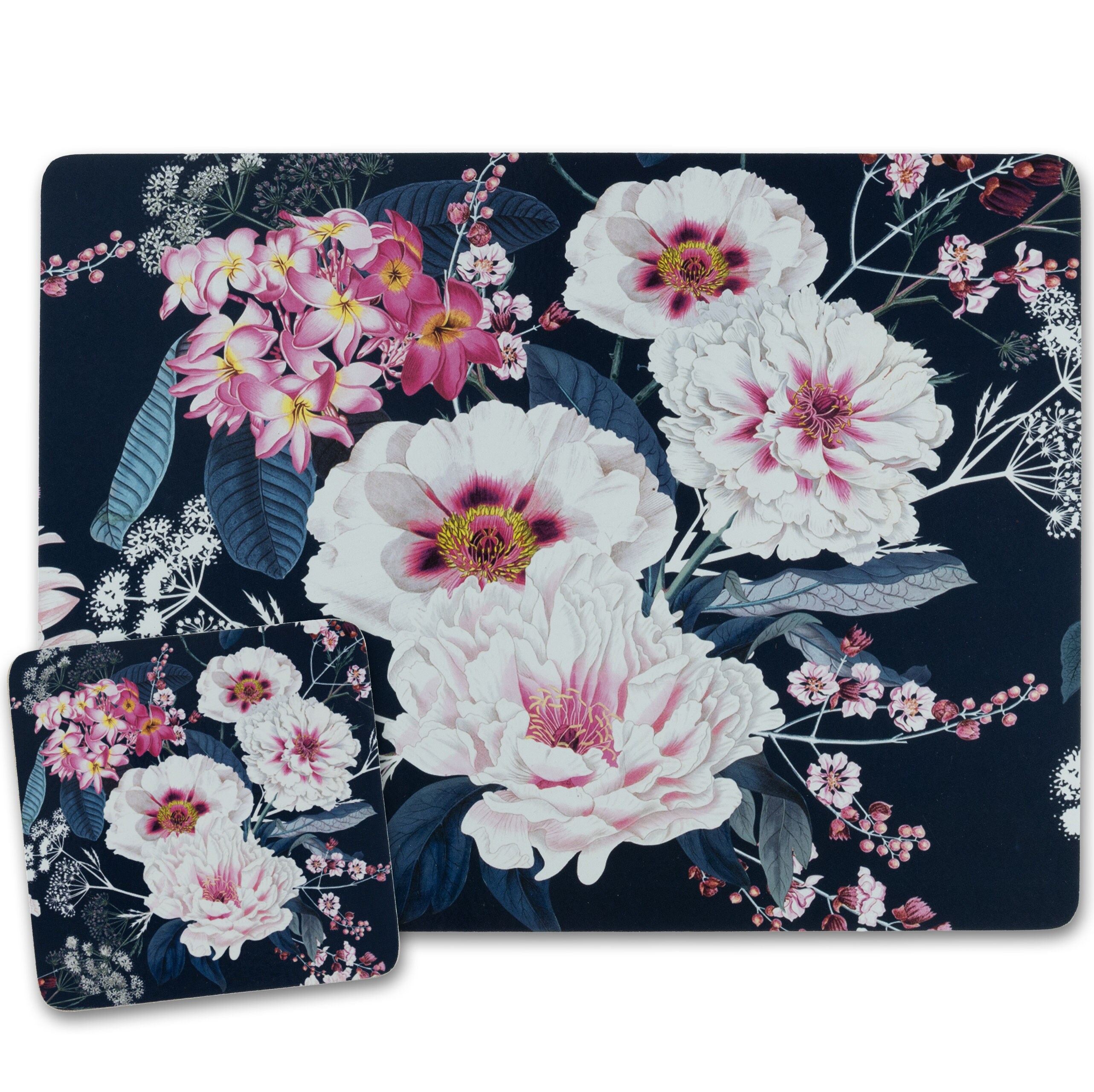 Navy Blue Placemats and Coasters Cork Backed Place Mats MDF Etsy