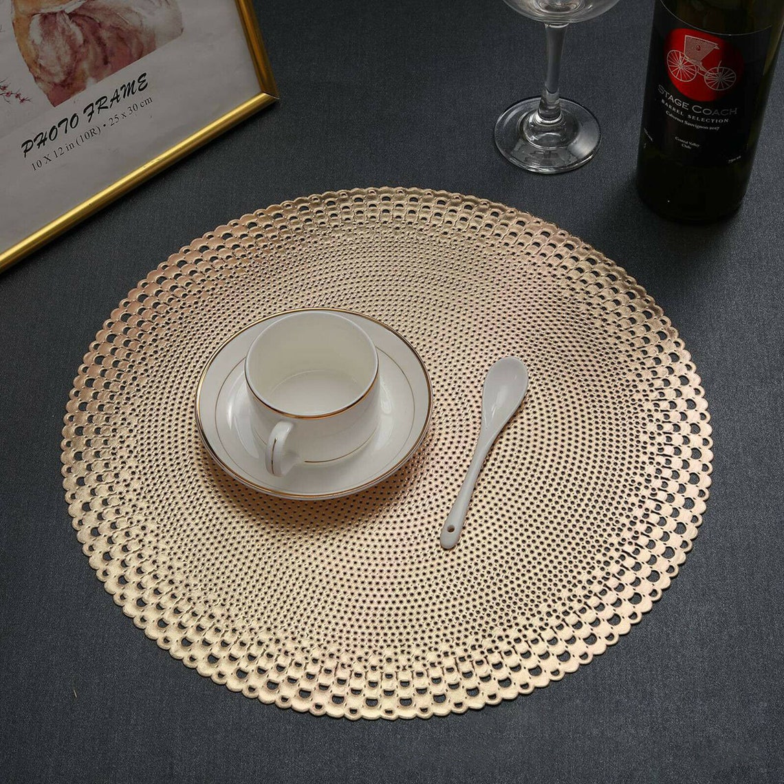 Gold Placemats & Coasters Round Vinyl Place Mat for Kitchen Etsy