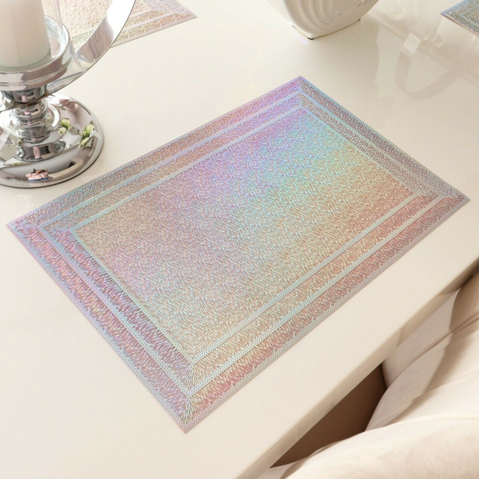 Iridescent Placemats Rectangular Vinyl Place Mat Kitchen Etsy