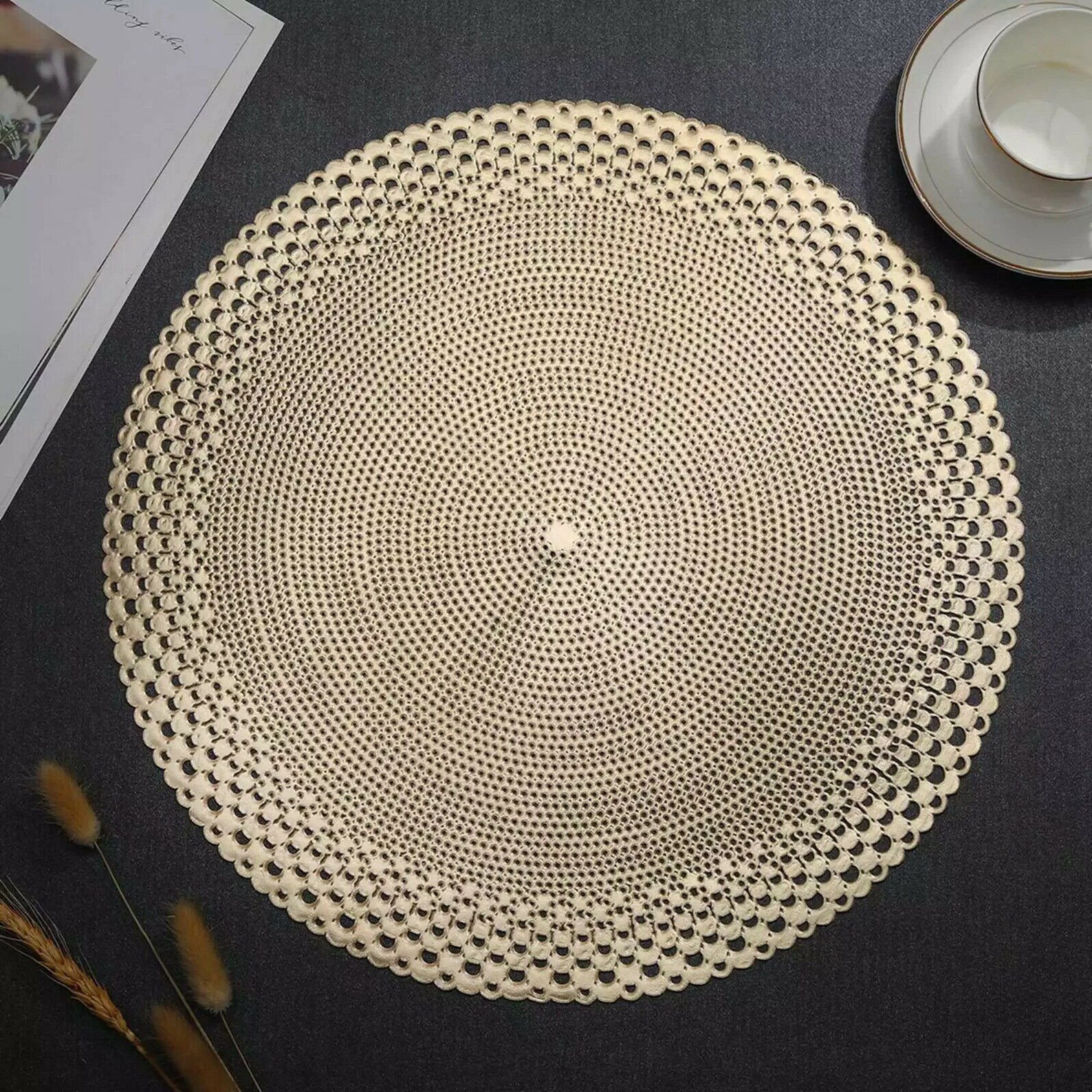 Gold Placemats & Coasters Round Vinyl Place Mat for Kitchen Etsy
