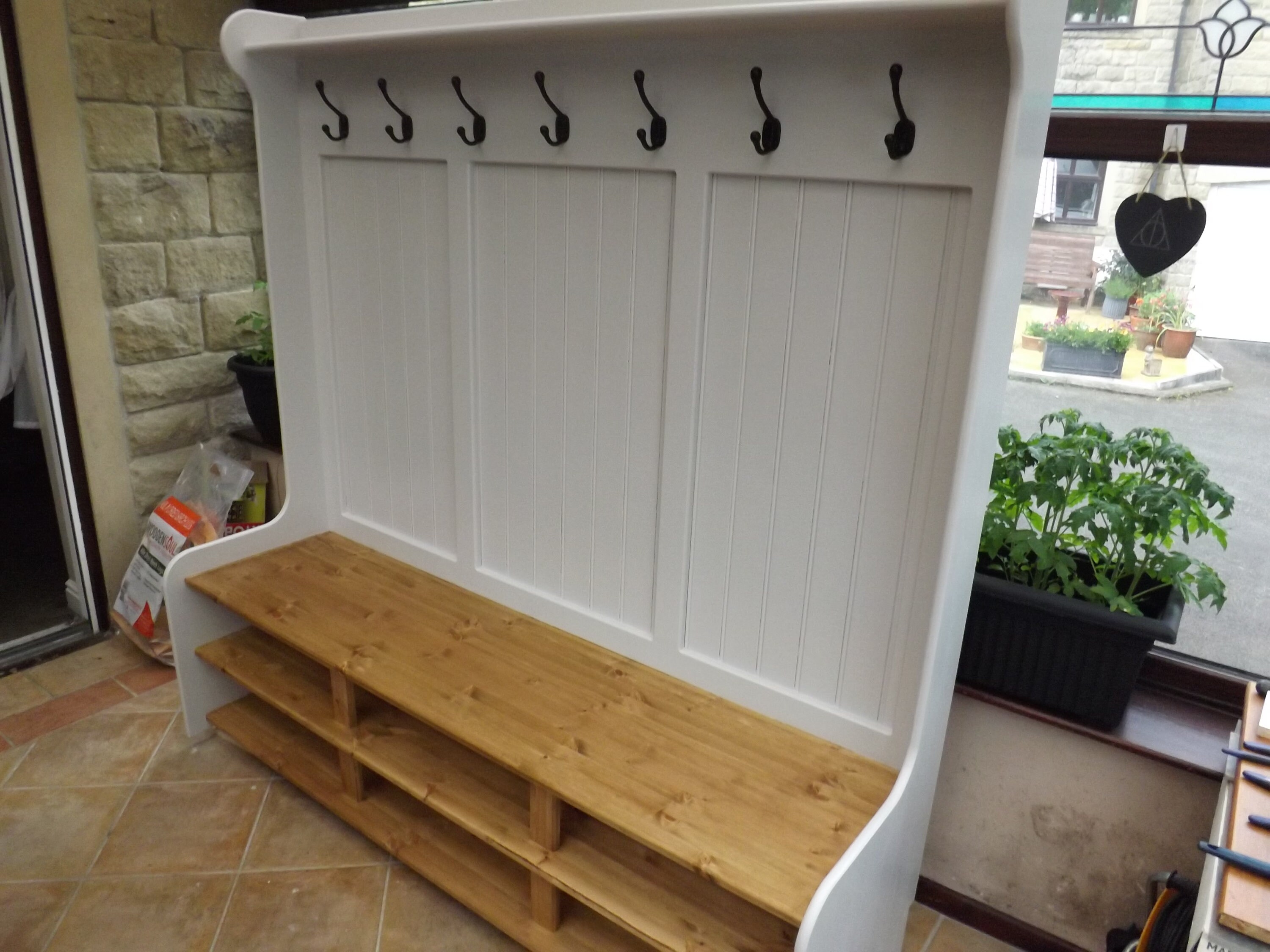 Beautiful Monks bench coat rack with shoe rack Etsy