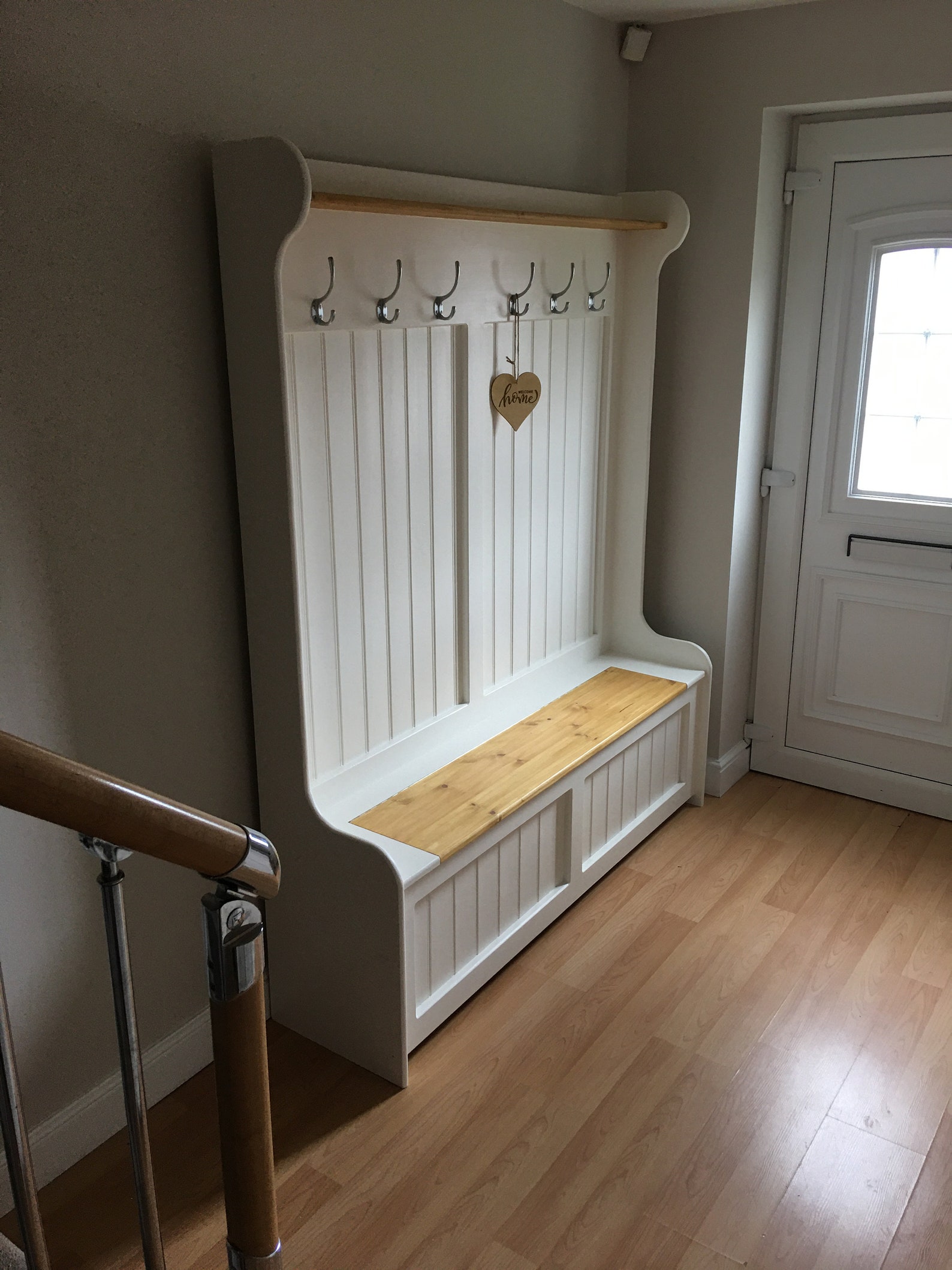 Hand Made Monks Bench / Coat Rack / Storage Bench / Finished Etsy UK