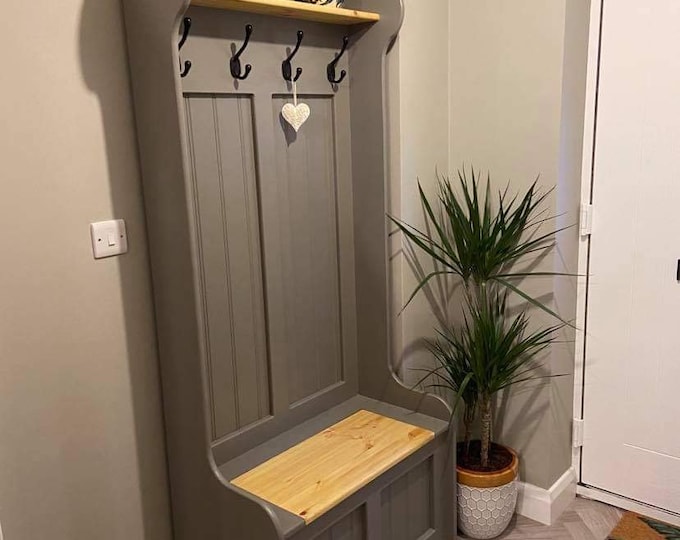 Hand Made Monks Bench / Coat Rack / Storage Bench / Finished Etsy UK