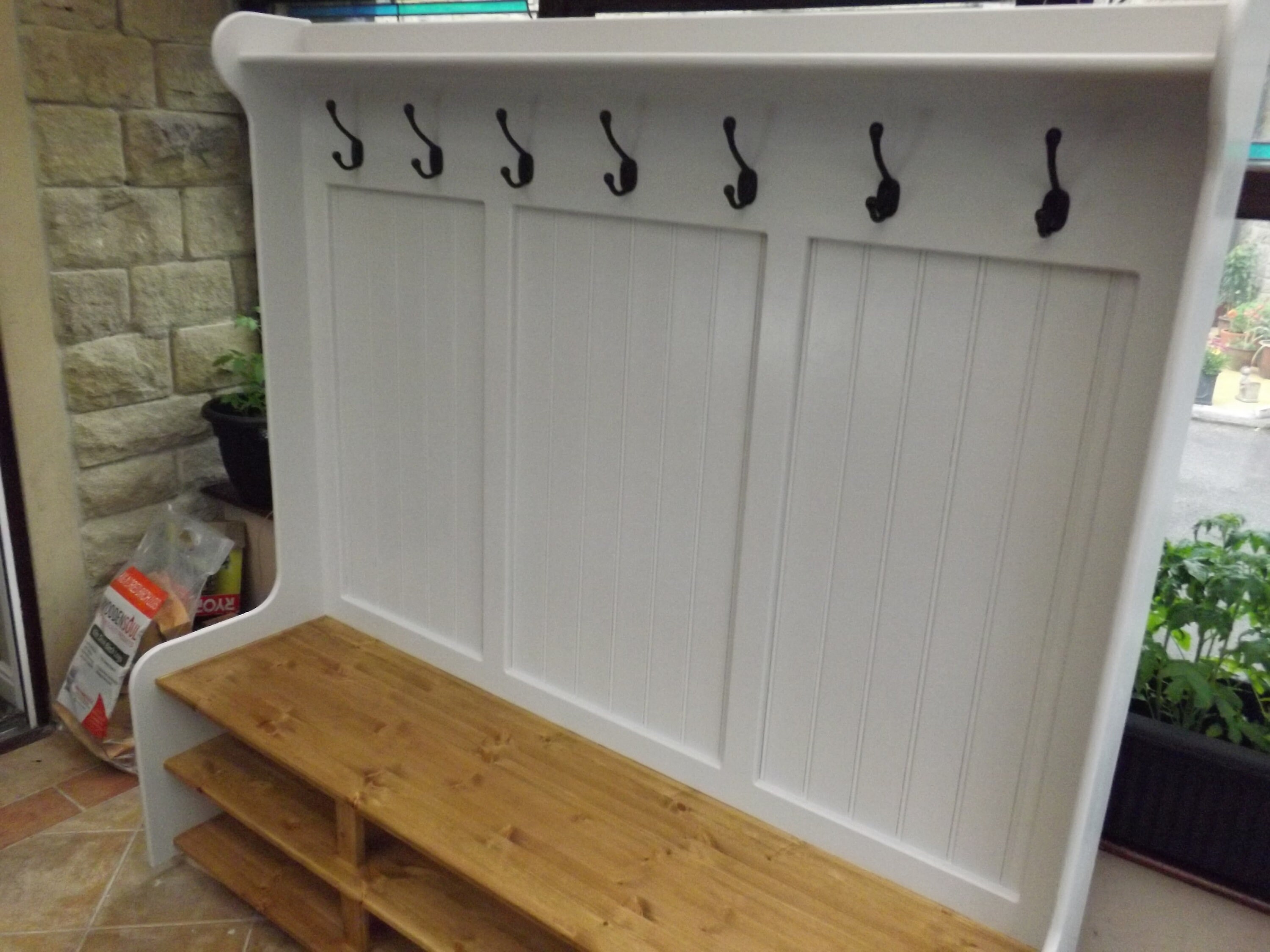 Beautiful Monks bench coat rack with shoe rack Etsy