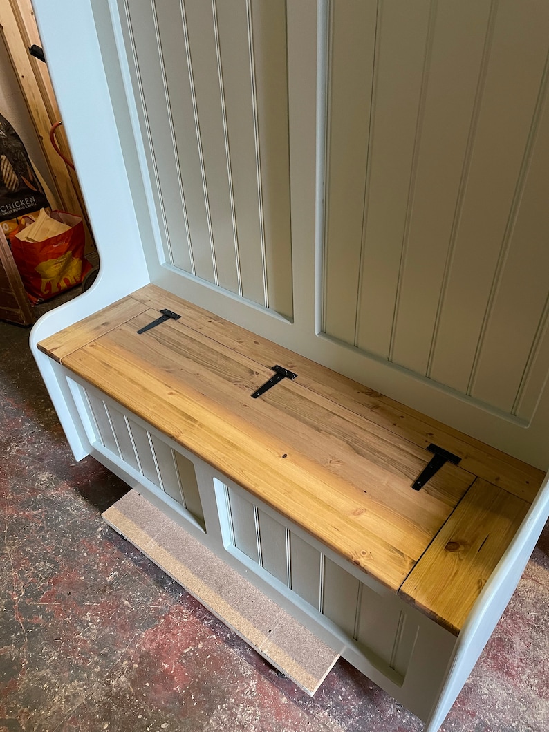 Hand Made Monks Bench / Coat Rack / Storage Bench / Finished Etsy UK