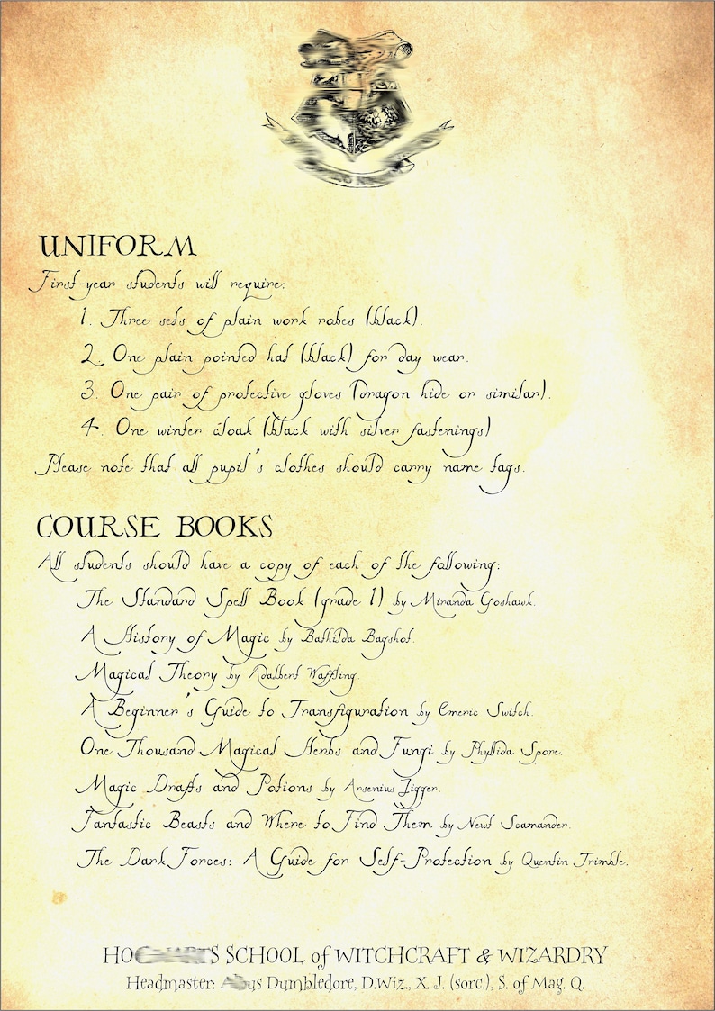Wizardly Text DOWNLOAD, PRINTABLE, CDR, Personalized Acceptance Letter to School of ...