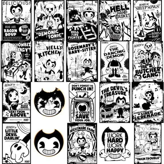 DOWNLOAD 20 Posters Bendy and the Ink Machine With and Without