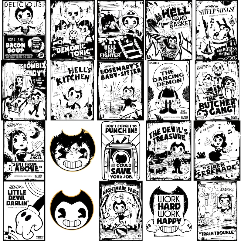 DOWNLOAD 20 Posters Bendy and the Ink Machine With and Without ...