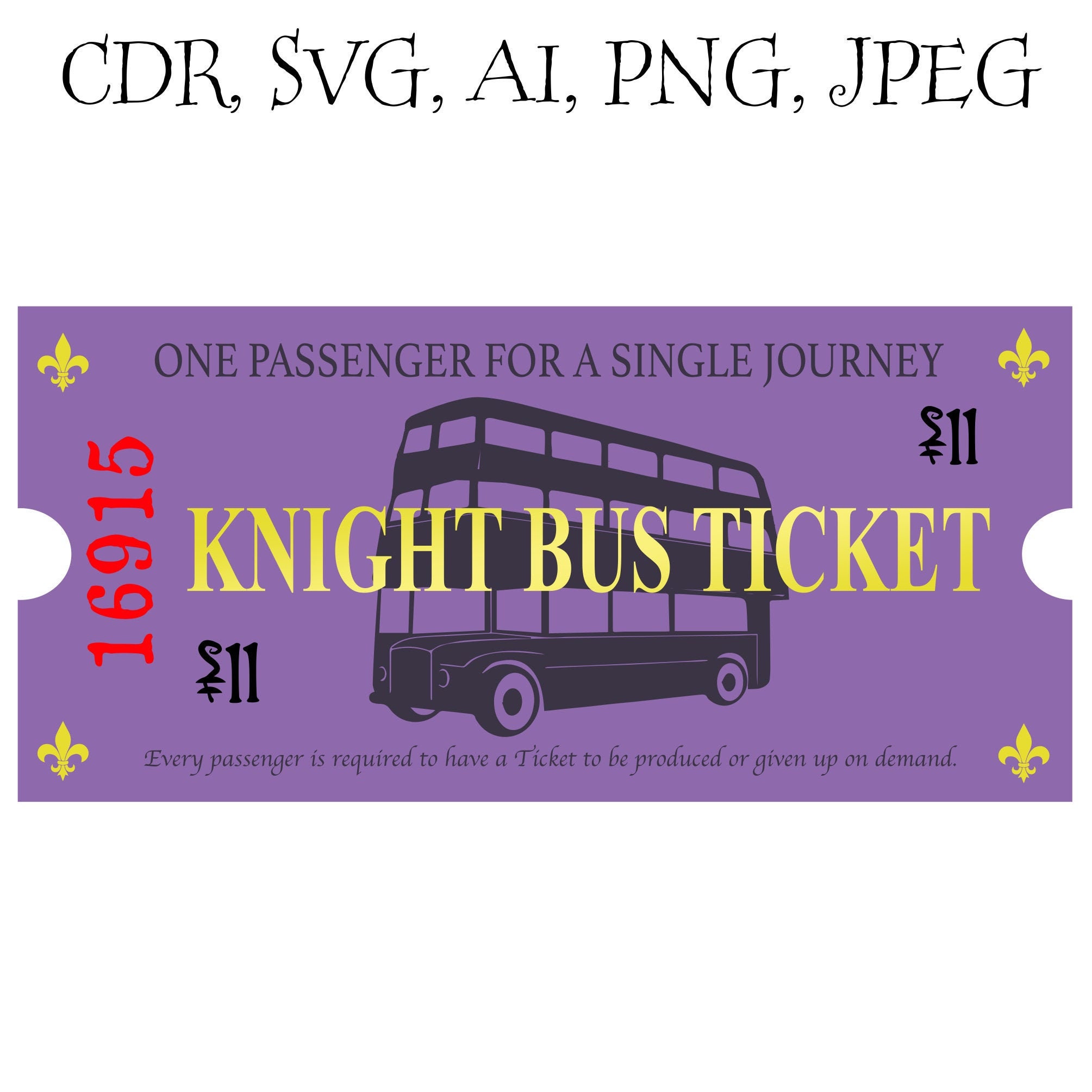 knight bus ticket svg vector printable harry potter etsy canada