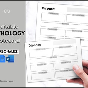 EDITIERBARE Krankenpflege-Patho-Krankheitsvorlage, Pathophysiologie, Krankenschwester-Studienführer, Krankenpflegeschul-Student, Med Surg-Gehirnblatt, Krankheitsübersicht