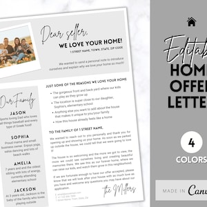 ¡Plantilla EDITABLE de carta de oferta de vivienda! Carta al vendedor, carta de oferta al comprador, marketing inmobiliario, agente inmobiliario, casa nueva, mudanza, alquiler