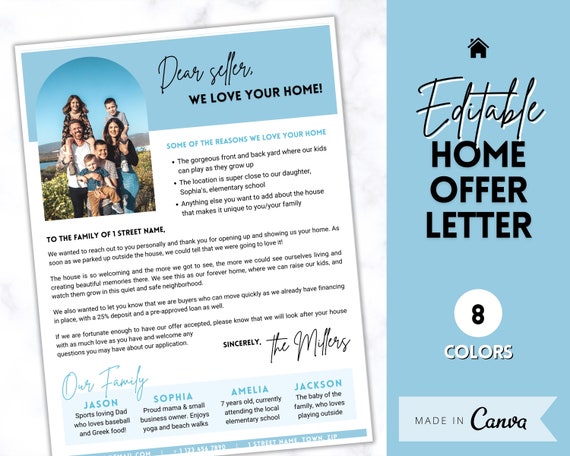 EDITABLE Home Offer Letter Template Letter to Seller Buyer Etsy EDITABLE Home Offer Letter Template Letter to Seller Buyer Etsy