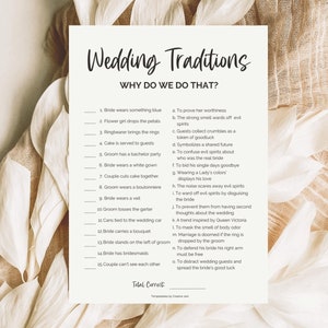 Wedding Traditions Game, Why do we do that Bridal Shower Games, Wedding Shower Games, Bachelorette Party Printable, Minimal, Boho, Kraft