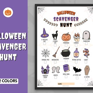 Kids Halloween Scavenger Hunt, Printable Party Game, Halloween Activities, Treasure Hunt, Trick or Treat Alternative, Kids Clues