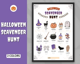 Kids Halloween Scavenger Hunt, Printable Party Game, Halloween Activities, Treasure Hunt, Trick or Treat Alternative, Kids Clues