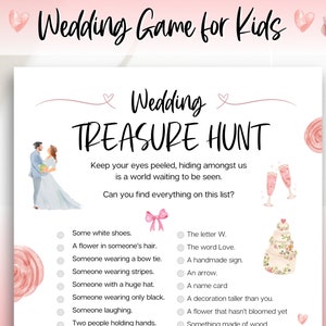 Wedding Treasure Hunt for Kids, Scavenger hunt for kids, Wedding Table Games for Kids, Childrens Wedding game, I spy, Activity Game for kids