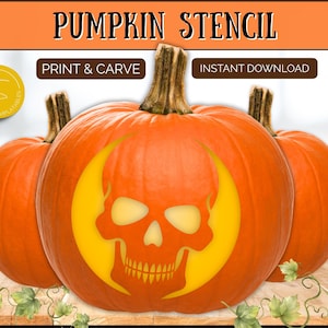 SKULL Pumpkin Stencil, Printable Pumpkin Carving Stencil for Halloween Decor, Jack o lantern Stencil Template, Printable Fun & Crafts