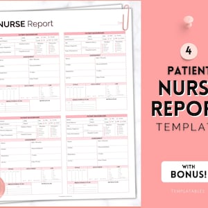 4 Patient Nurse Report Sheet, Nurse Brain Sheet, 5 Colors, ICU Nurse Report, RN Nursing, Grad, SBAR, Patient Assessment, Printable Template