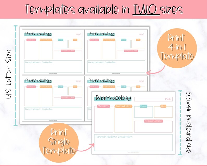 Drug Card Template Nursing Pharmacology Printable Nursing Etsy