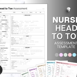 Head to toe Assessment Sheet, Head-to-toe Assessment Guide,  Nursing Study Guide, Nurse Report, Nursing Student Notes, Nclex Care Plan