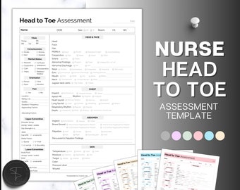 Head to toe Assessment Sheet, Head-to-toe Assessment Guide,  Nursing Study Guide, Nurse Report, Nursing Student Notes, Nclex Care Plan