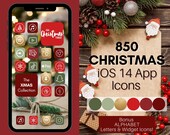 Christmas iOS 14 App Icons, 850 Festive Xmas Theme iPhone App Icons, Aesthetic Home Screen Icon & Widget, Winter, App Icon Covers, Holidays