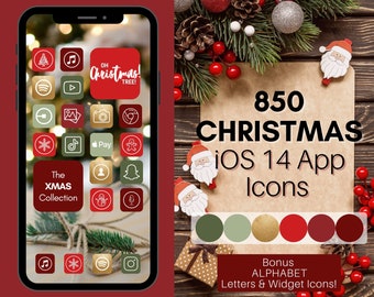 Christmas iOS 14 App Icons, 850 Festive Xmas Theme iPhone App Icons, Aesthetic Home Screen Icon & Widget, Winter, App Icon Covers, Holidays